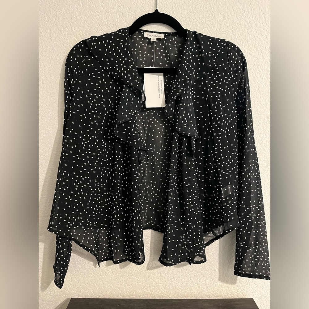 Cotton Candy LA Polka Dot Open Blouse